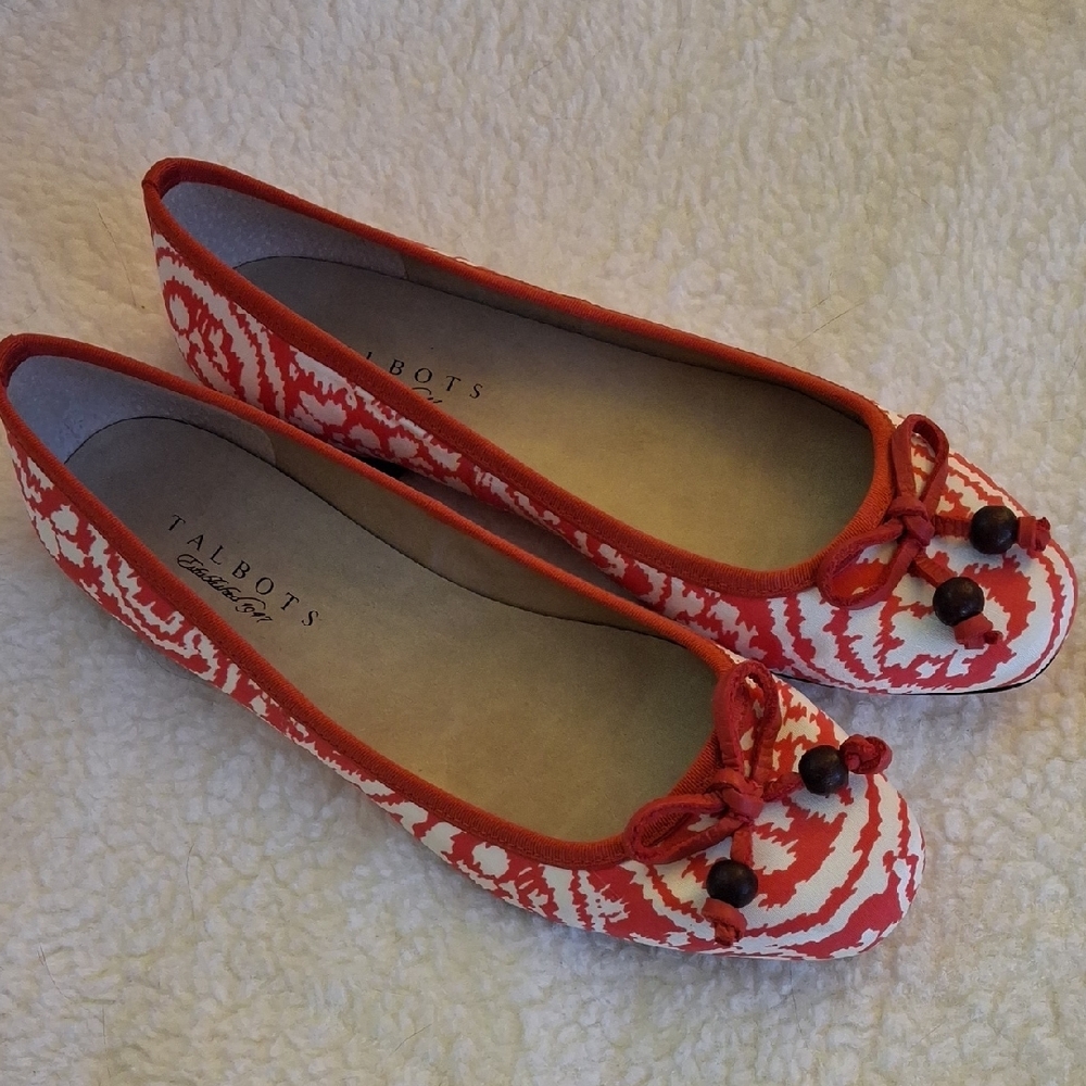 Talbots Red and White Patterned Flats